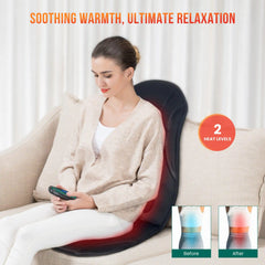 Snailax Vibrating Back Massager with Heat - Portable Massage Pad for Chairs