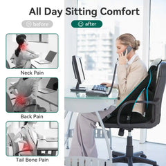Lumbar Support Pillow for Office Chair – Memory Foam Back Cushion for Pain Relief