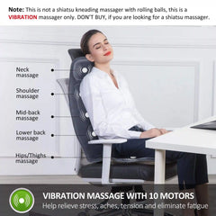 Snailax Heated Back Massager Pad - Vibrating Seat Cushion with Memory Foam