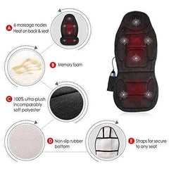 Heated Back Massager Pad for Chair - Vibrating Massage with Memory Foam