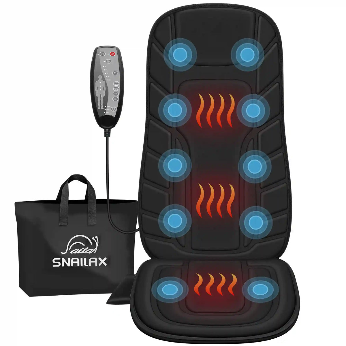 Heated Vibrating Back Massager for Chair - Neck & Lower Pain Relief
