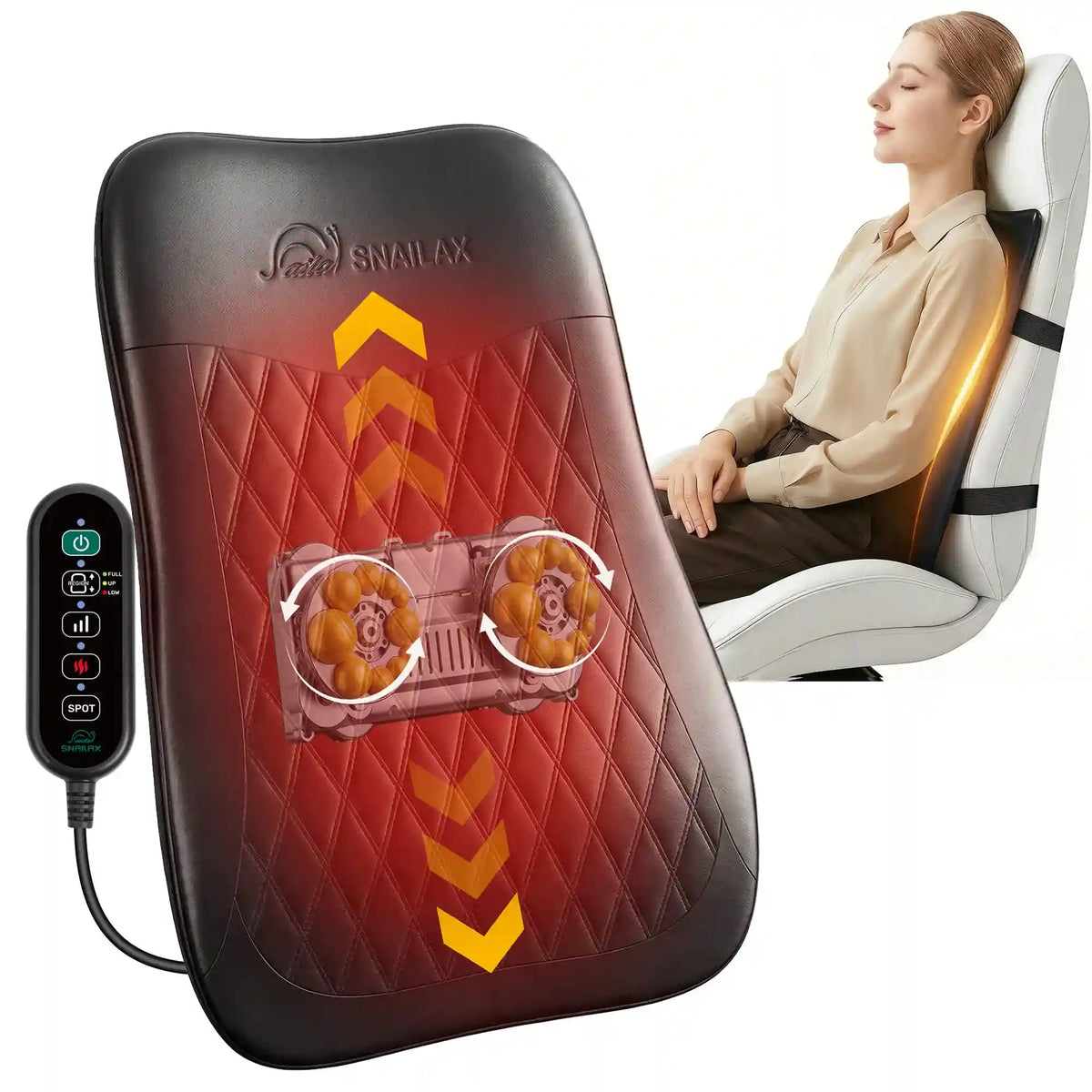 Ultra-Slim 4D Shiatsu Back Massager with Heat | 10-Node Deep Tissue Chair Pad