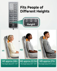 Foldable Massage Chair Pad, Long Track Dual with 3D Shiatsu Rollers 3 Height Settings