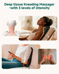 Neck & Back Massager with Heat, 4D Deep Kneading Shiatsu 8 Massage Nodes