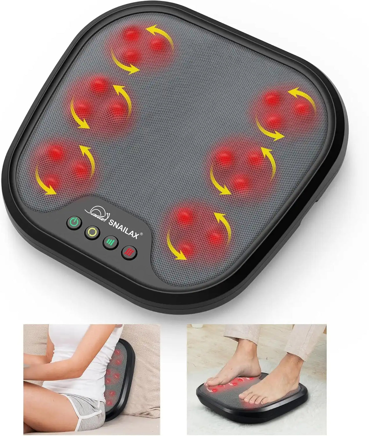 Snailax Shiatsu Foot & Back Massager with Heat Therapy - 2-in-1 Foot & Back Pain Relief