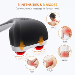 Snailax Cordless Handheld Back Massager - Percussion & Heat for Back & Muscles