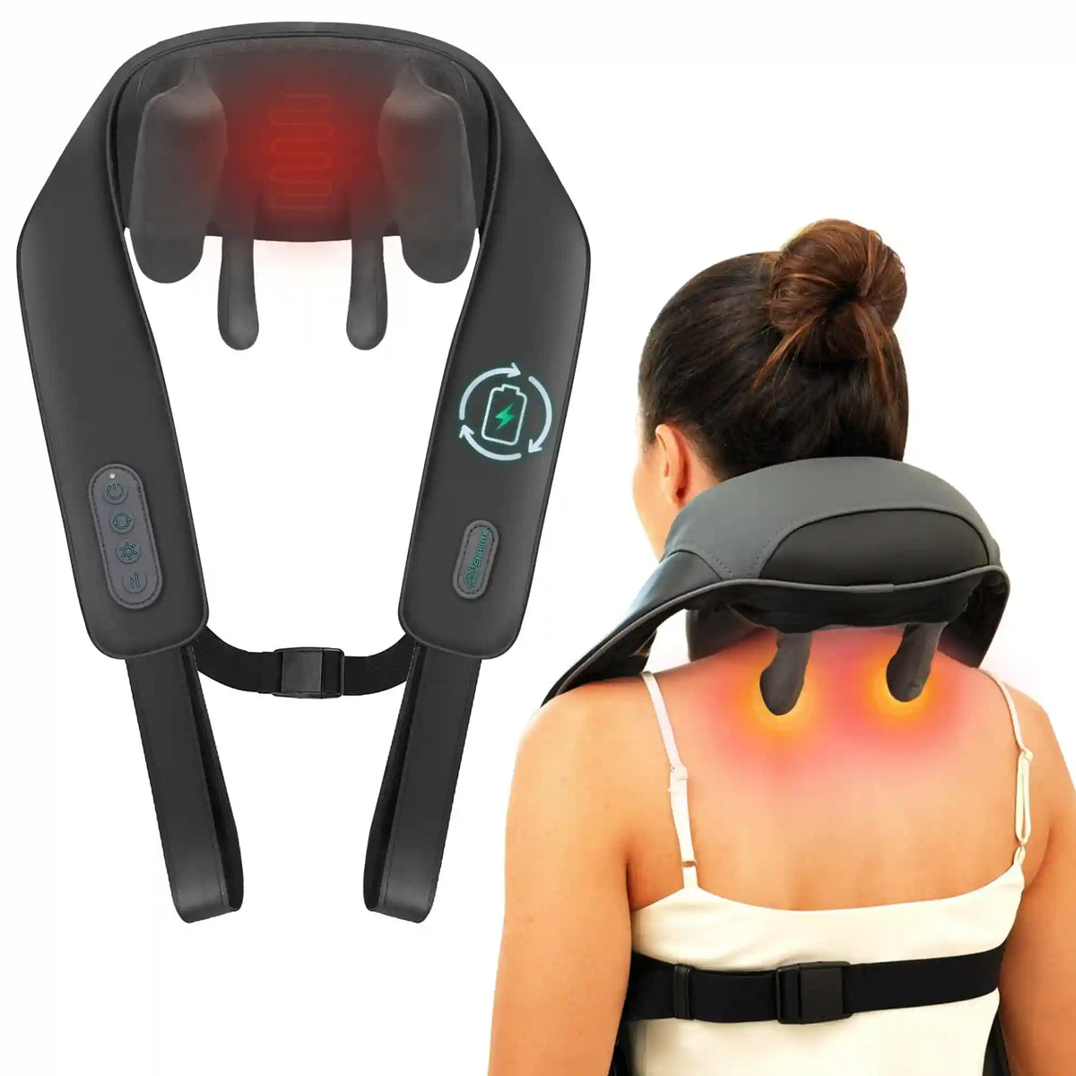 Shiatsu Neck & Shoulder Massager with Heat - Deep Kneading Shoulder & Back Pain Relief