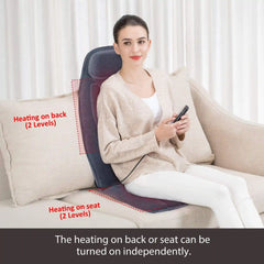 Snailax Heated Back Massager Pad - Vibrating Seat Cushion with Memory Foam