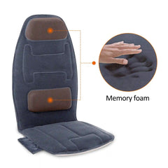 Snailax Heated Back Massager Pad - Vibrating Seat Cushion with Memory Foam