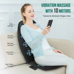 Snailax Heated Back Massager for Chair - Vibrating Massage Pad with Heat