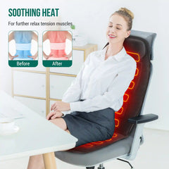 Snailax Heated Back Massager for Chair - Vibrating Massage Pad with Heat
